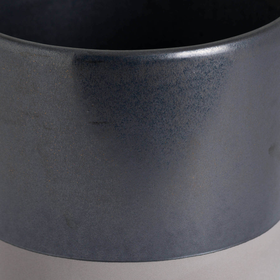 Modern metallic grey ceramic cube planter, 16cm minimalist design with industrial chic finish for home decor by Sostter at brixbailey.com