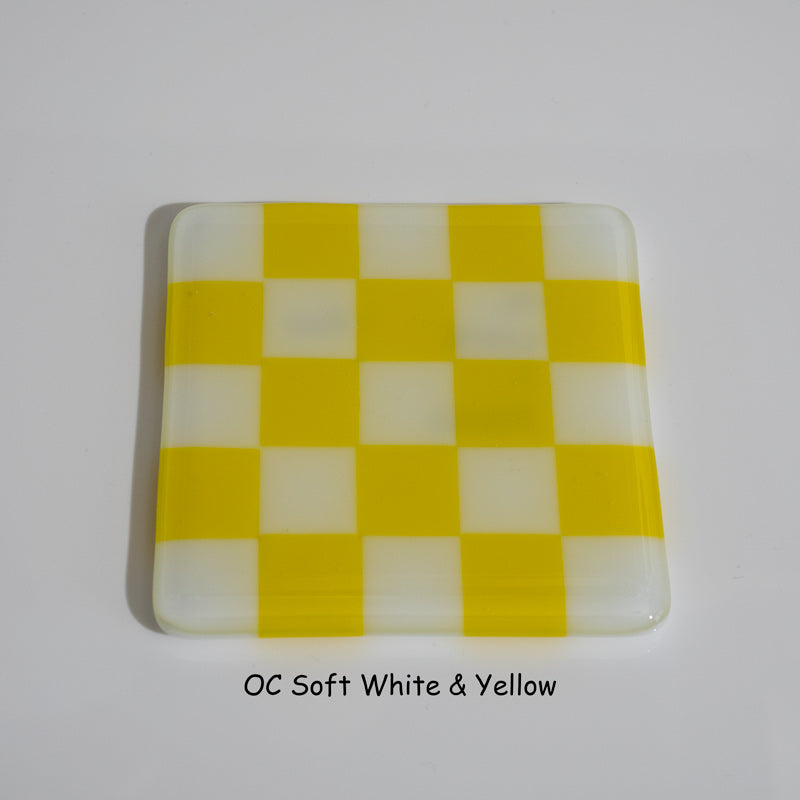10cm Chequered Soft White/Colour Coaster - Oceanside Collection