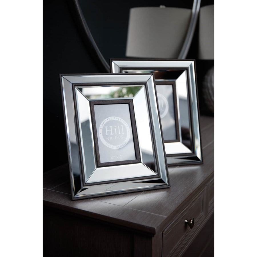 Tristan wood frame with beveled mirror, warm brown finish, 31cm x 26cm, perfect for 5x7 photos. by Sostter at brixbailey.com