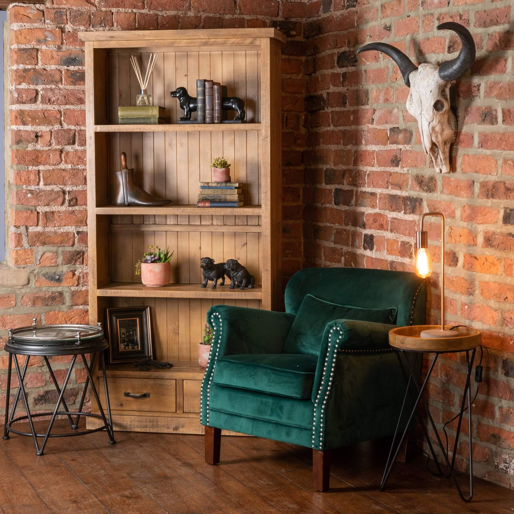 Copper and stone industrial lamp with E27 socket, 47cm tall, modern home decor by Sostter at brixbailey.com