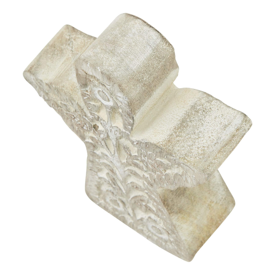 Handcrafted whitewashed wood angel decor with intricate details, soft neutral tones, 15cm height. by Sostter at brixbailey.com