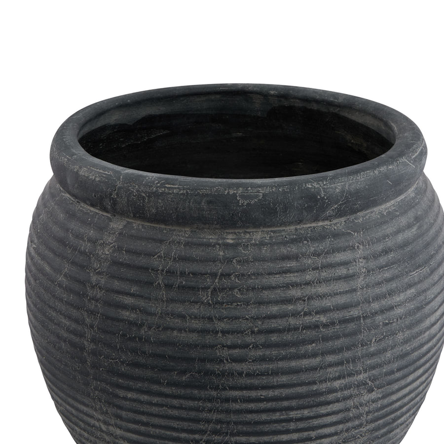 Embrace Interior Design Sophistication with Amalfi Grey Rimmed Large Plant Pot - Perfect for Contemporary Spaces by Hill Interiors at www.brixbailey.com