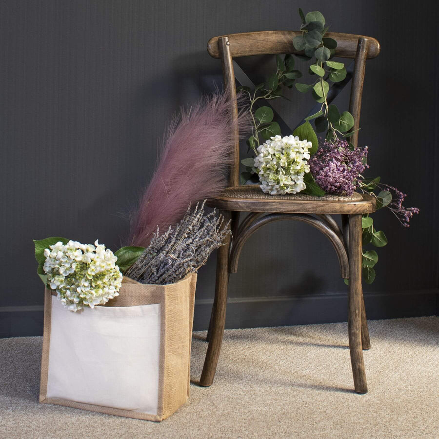 Lifelike white lace cap hydrangea stem with clustered florets, UV-resistant plastic, 48cm tall for year-round floral arrangements by Sostter at brixbailey.com
