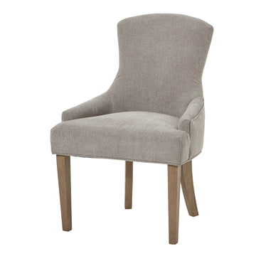 Brockham woven taupe dining chair with wooden frame and ergonomic curved design for stylish, comfortable seating by Sostter at brixbailey.com