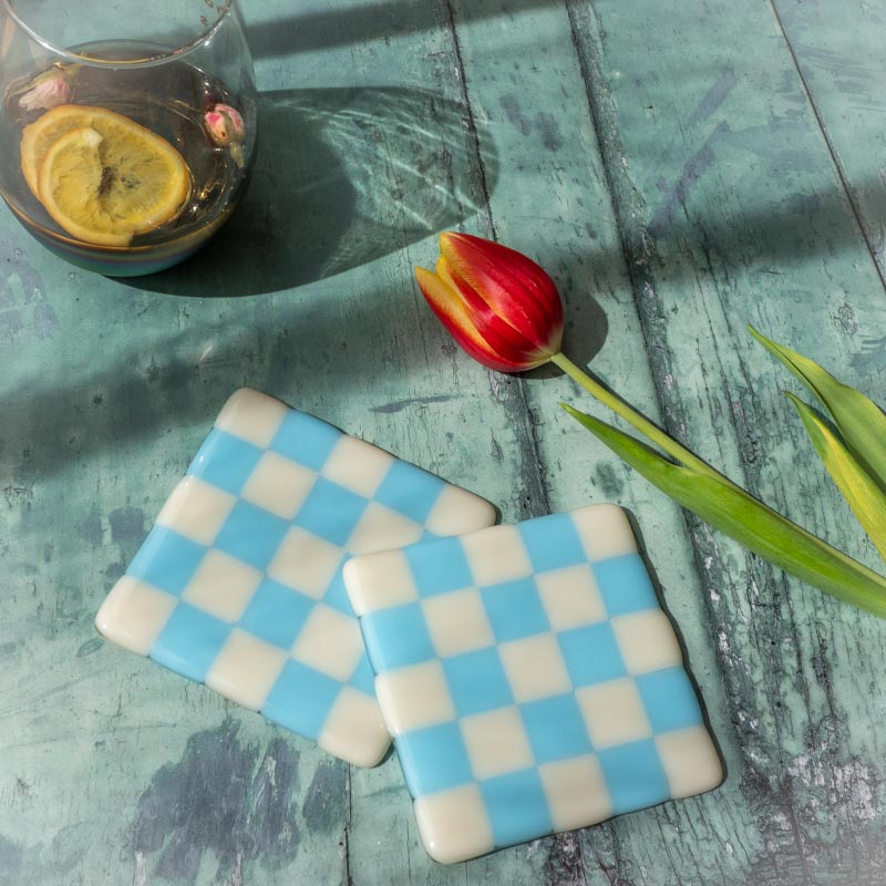 10cm Chequered Dual Coloured Coaster - Bullseye Collection