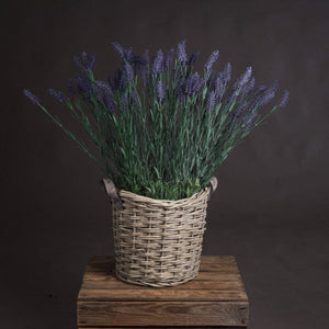 Artificial lavender spray with hyper-realistic purple blooms, bendable stems, and natural textures for home decor by sostter at brixbailey.com