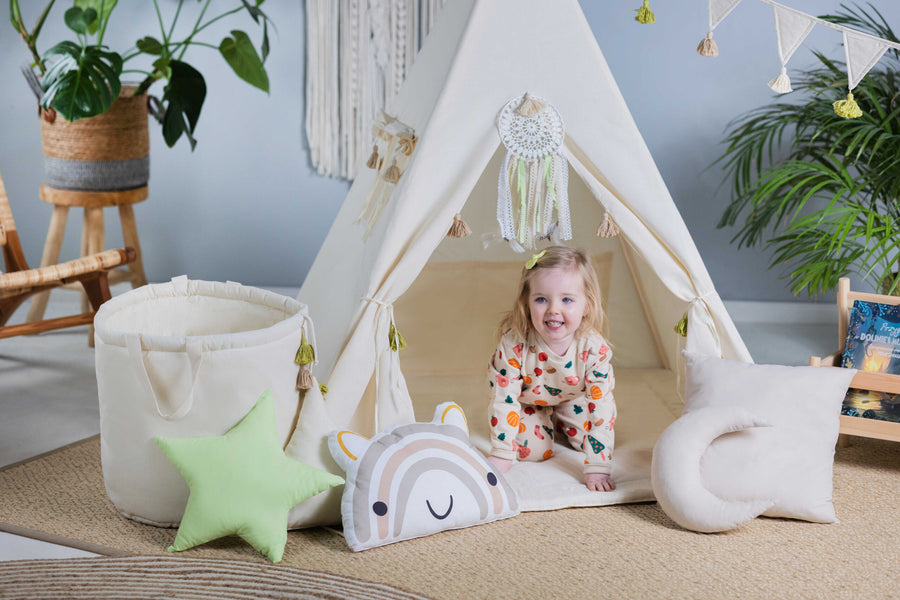 Whimsical Tipi Tent Set for Creative Kids' Playtime by Sówka at brixbailey.com