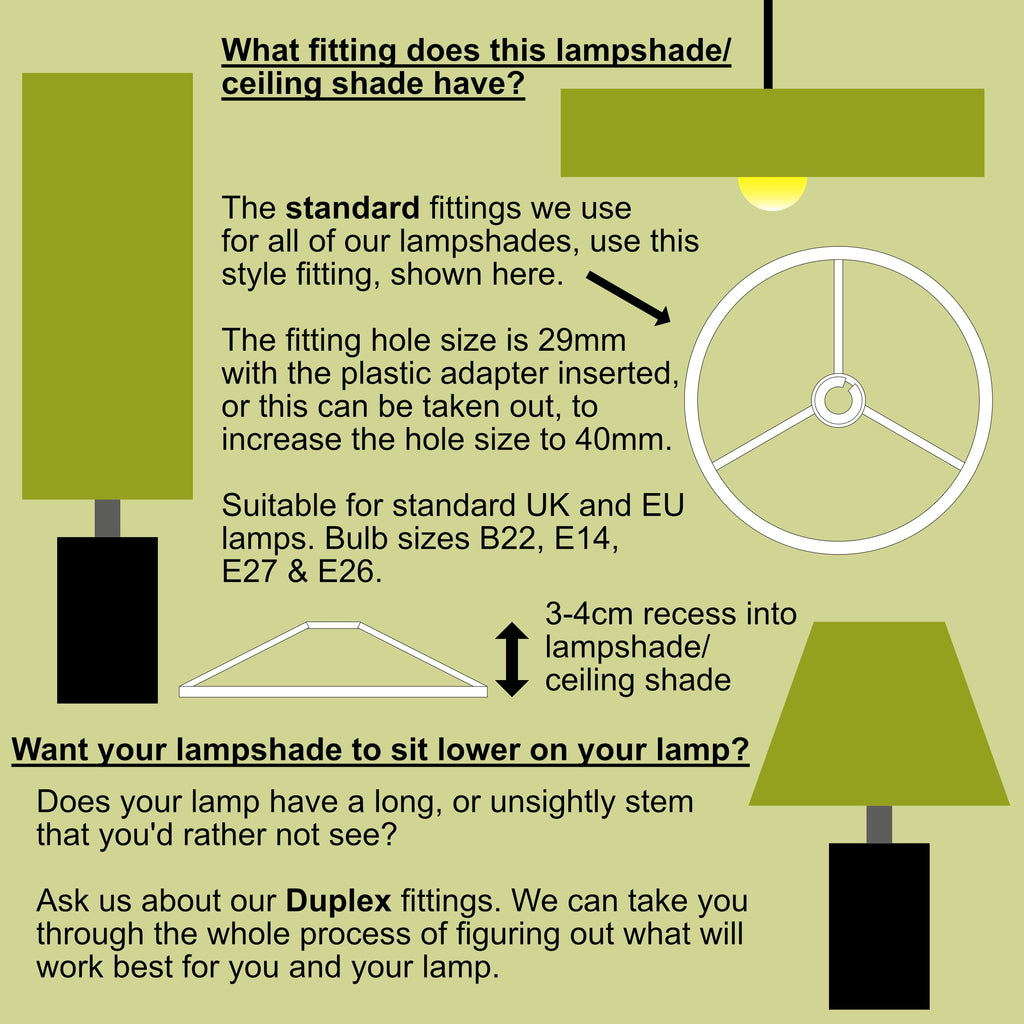 Light blue cotton drum lampshade/ ceiling shade with a white lining