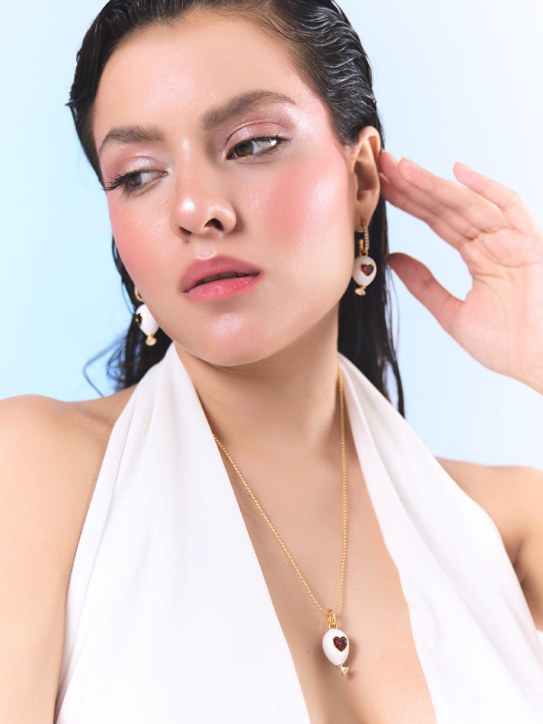 Age of Innocence Red and White Dangle Earrings