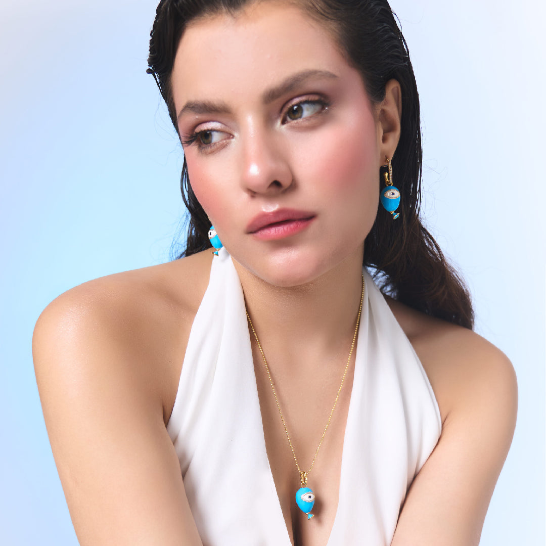 Age of Innocence Blue Eye Dangle Earrings
