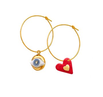 Love and Protect U Loop Earrings – 24K Gold & Swarovski Crystal by SCULP at www.brixbailey.com