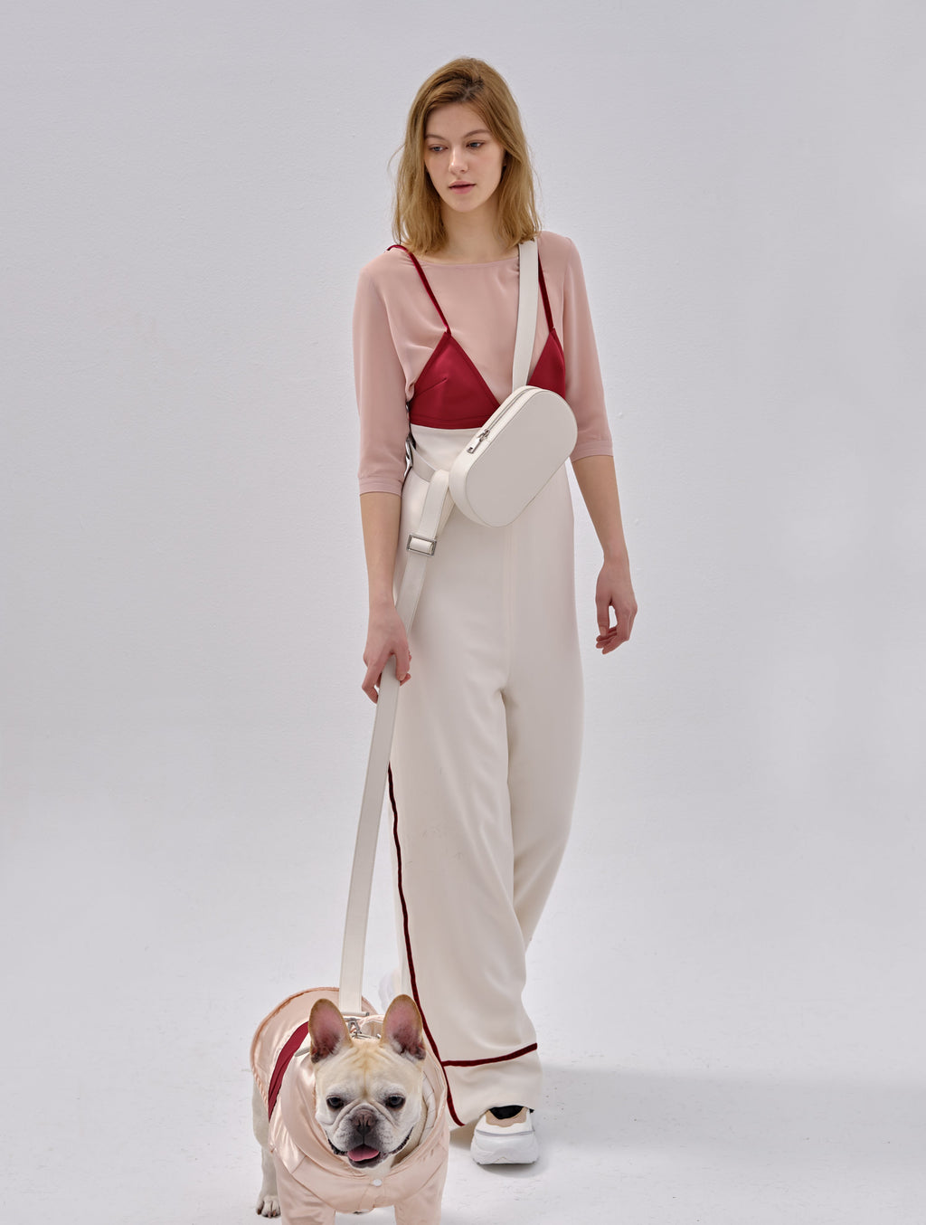 Calfskin Shoulder Bag with Leash and Collar Set