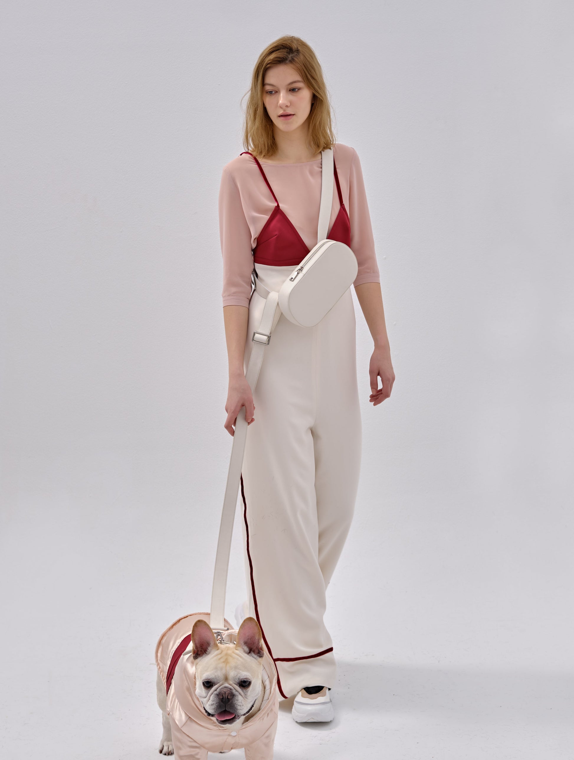 Calfskin Shoulder Bag with Leash and Collar Set