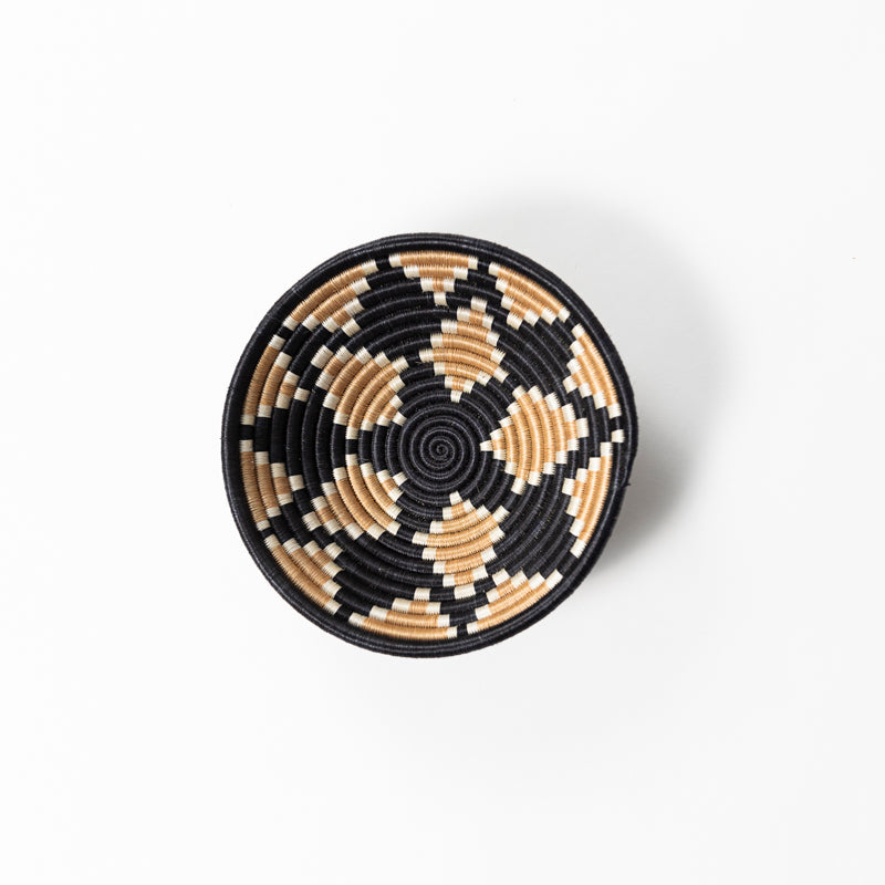 Woven Sisal Bowls in Black Diamonds and Indigo