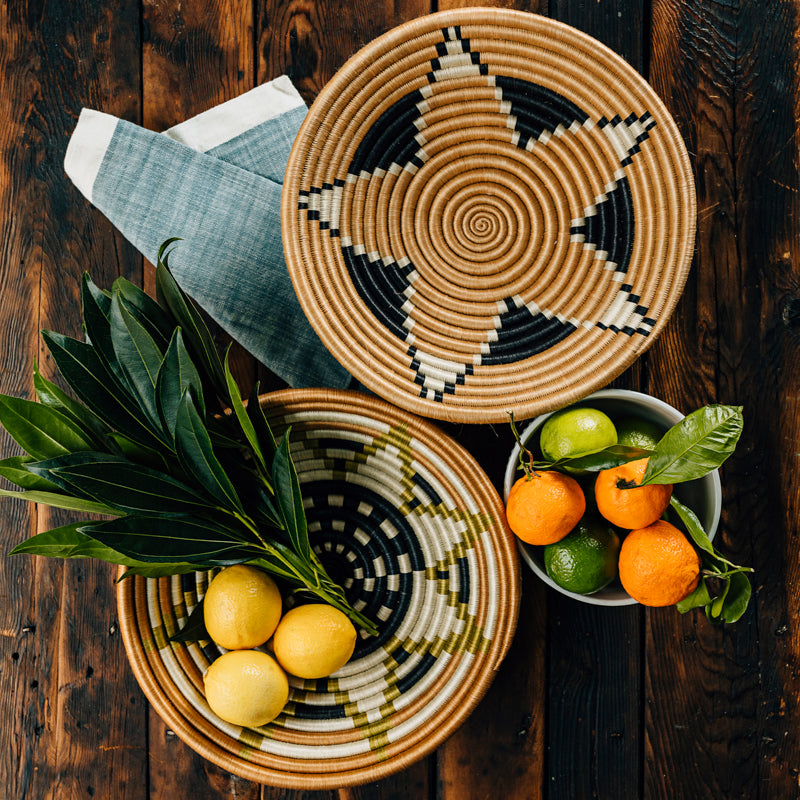 Green Woven Bowl Handcrafted from Natural Sisal and Forest Grasses