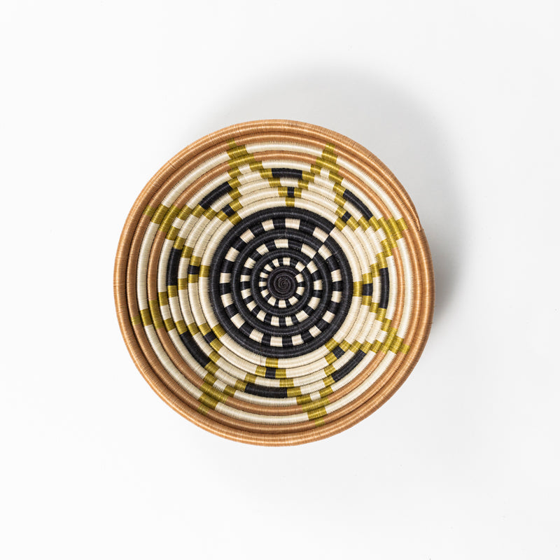 Green Woven Bowl Handcrafted from Natural Sisal and Forest Grasses