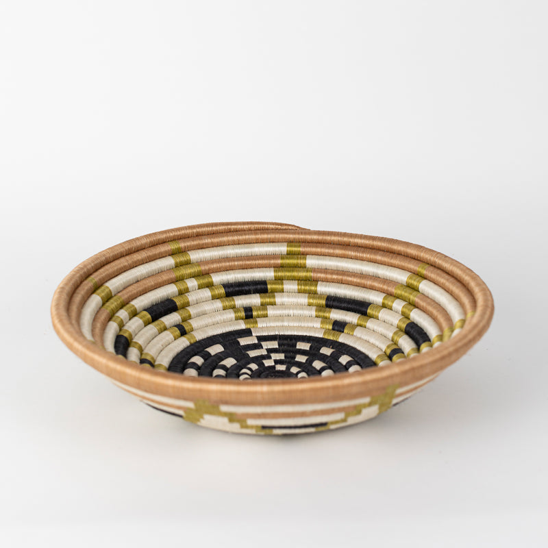 Green Woven Bowl Handcrafted from Natural Sisal and Forest Grasses