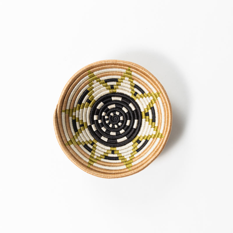 Green Woven Bowl Handcrafted from Natural Sisal and Forest Grasses