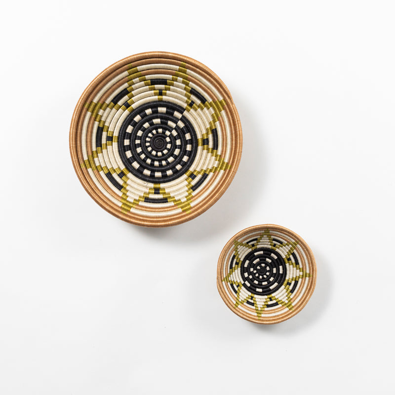 Green Woven Bowl Handcrafted from Natural Sisal and Forest Grasses