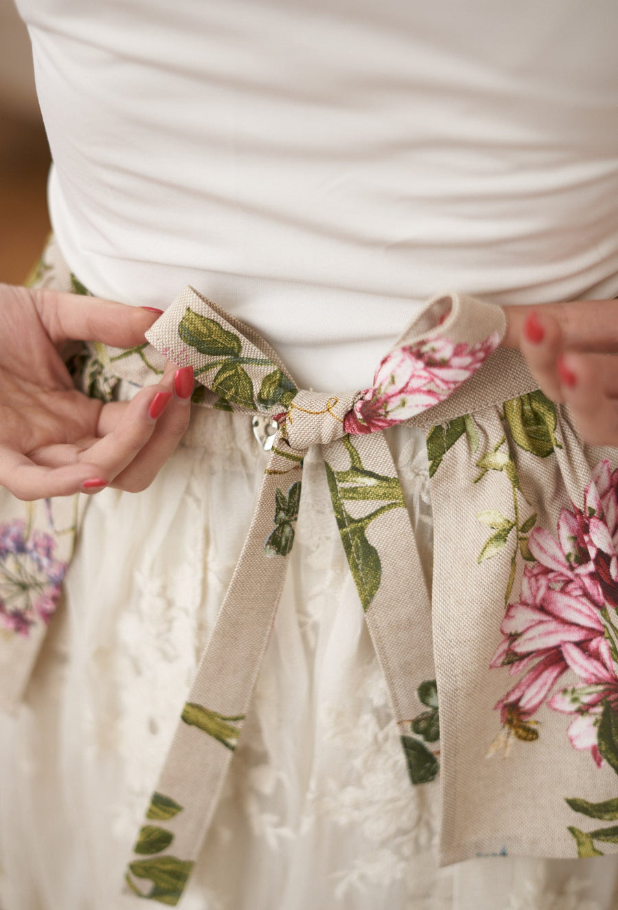 Botanico Ladies’ Apron – Elegant Ruffled Design & Pastel Colors by Hortensias Home at www.brixbailey.com