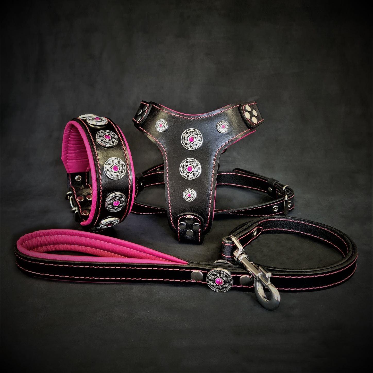 Bijou Pink Collar, Harness and Leash Set