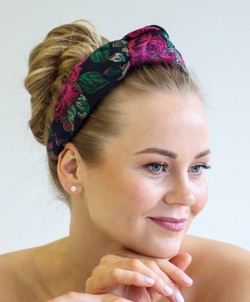 Luxurious Mulberry Silk Headband – Floral Top Knot Design by Eva Oherjus at www.brixbailey.com