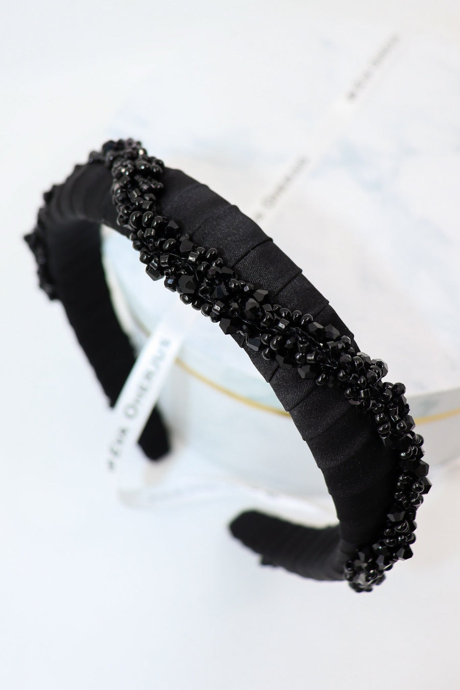 Beaded Thin Mulberry Silk Headband Hestia