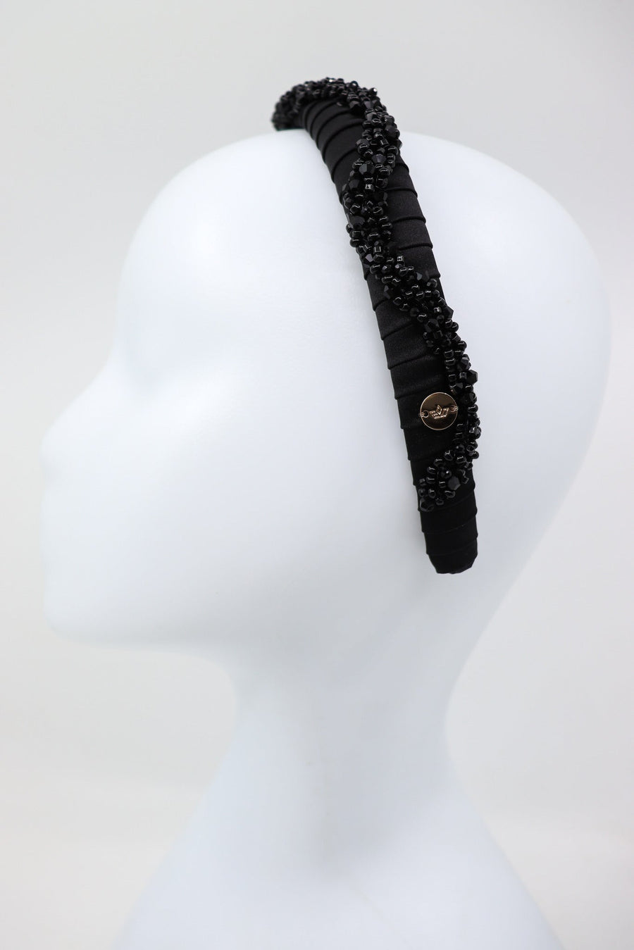 Beaded Thin Mulberry Silk Headband Hestia