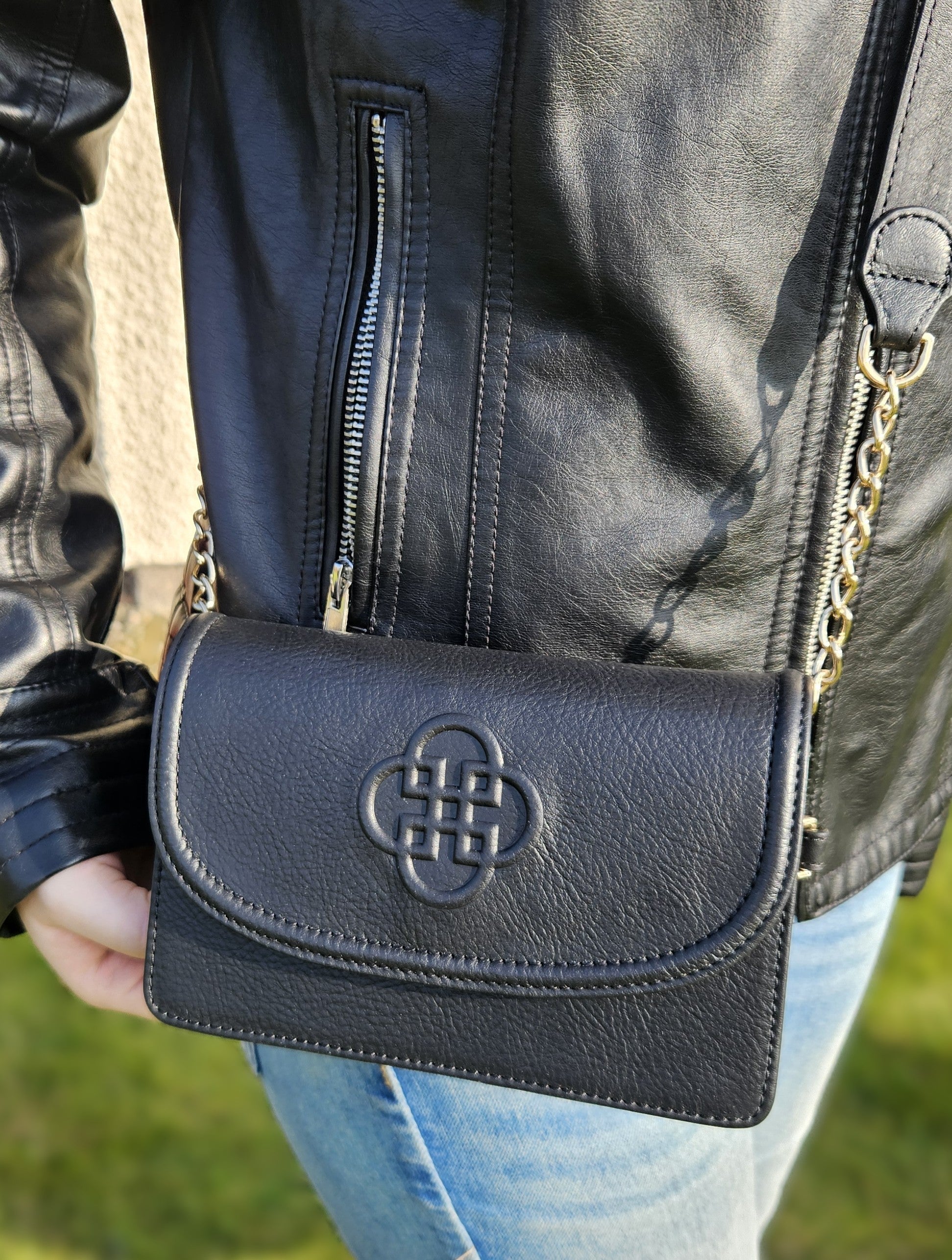 Heidi Real Leather 3 Section Clutch with Chain Strap