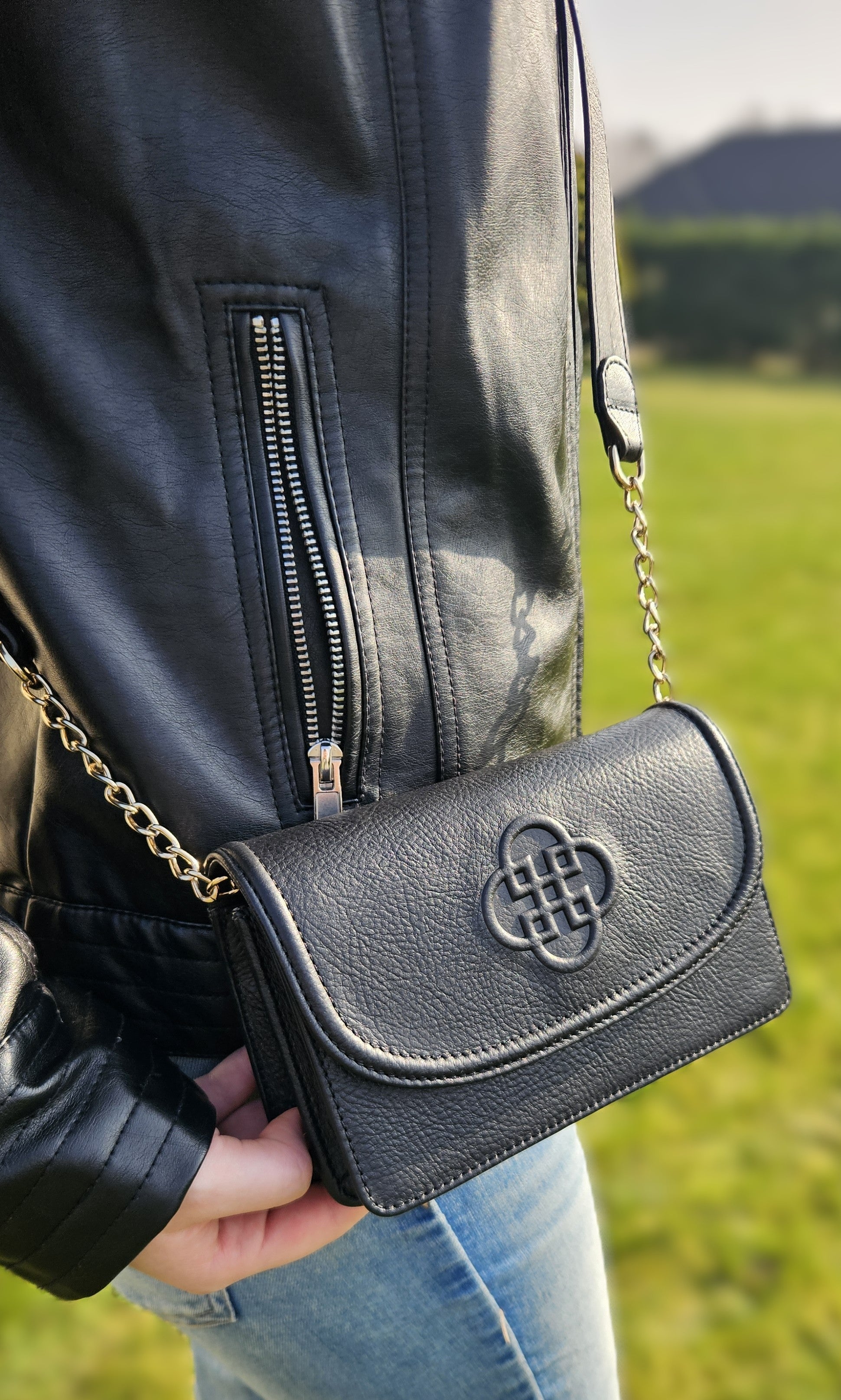 Heidi Real Leather 3 Section Clutch with Chain Strap