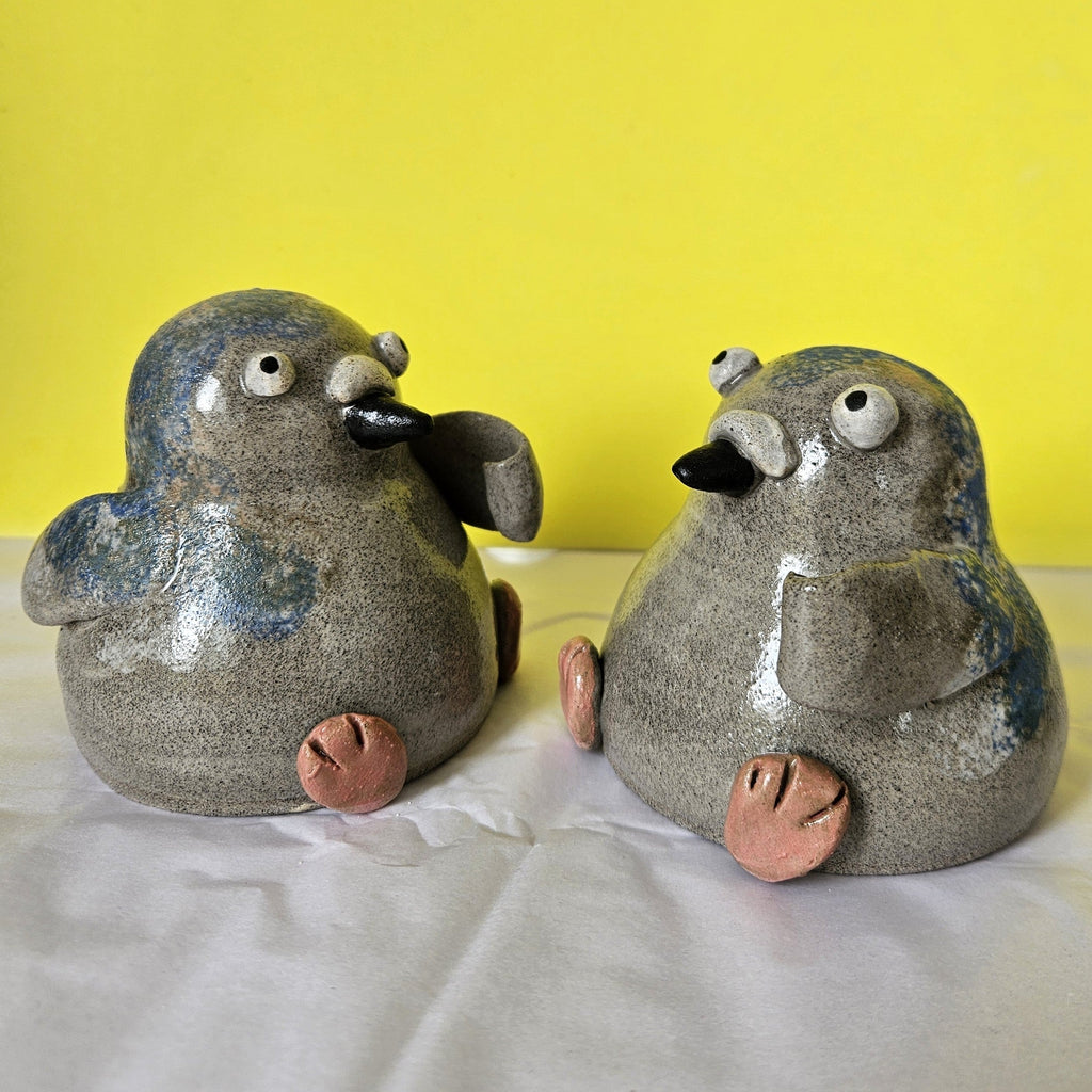 Pigeon with Sign - Handmade Ceramic Friend