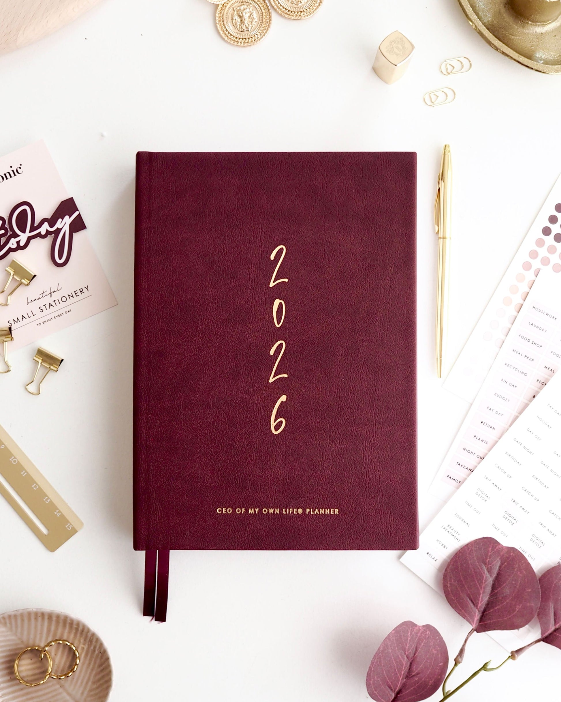 2026 Daily Life Planner in Burgundy
