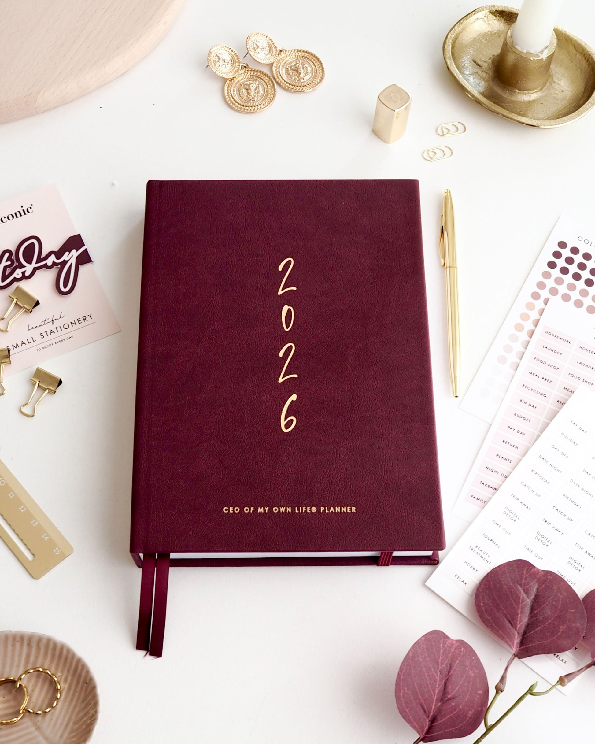2026 Weekly Life Planner in Burgundy