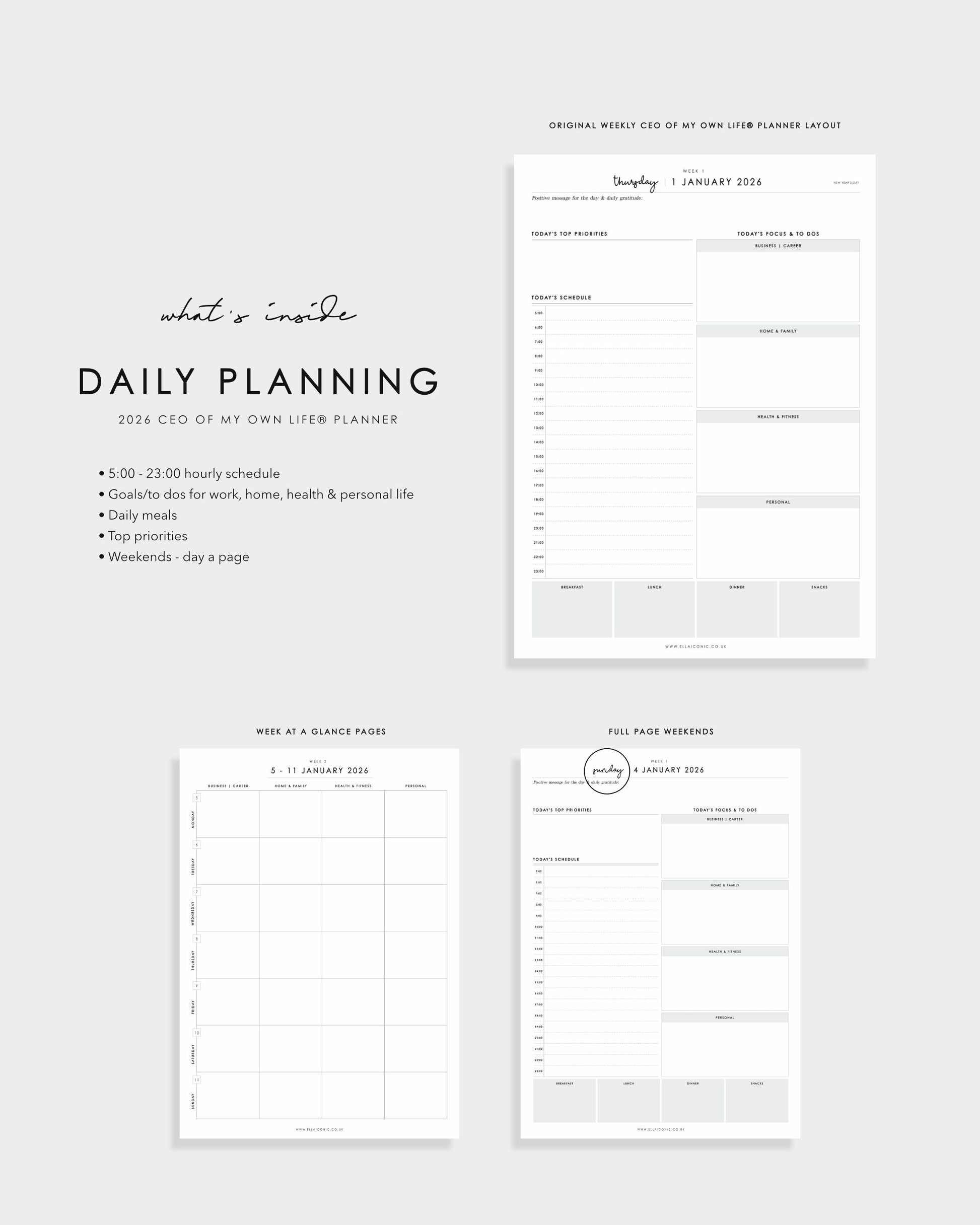 2026 Daily Life Planner in Burgundy
