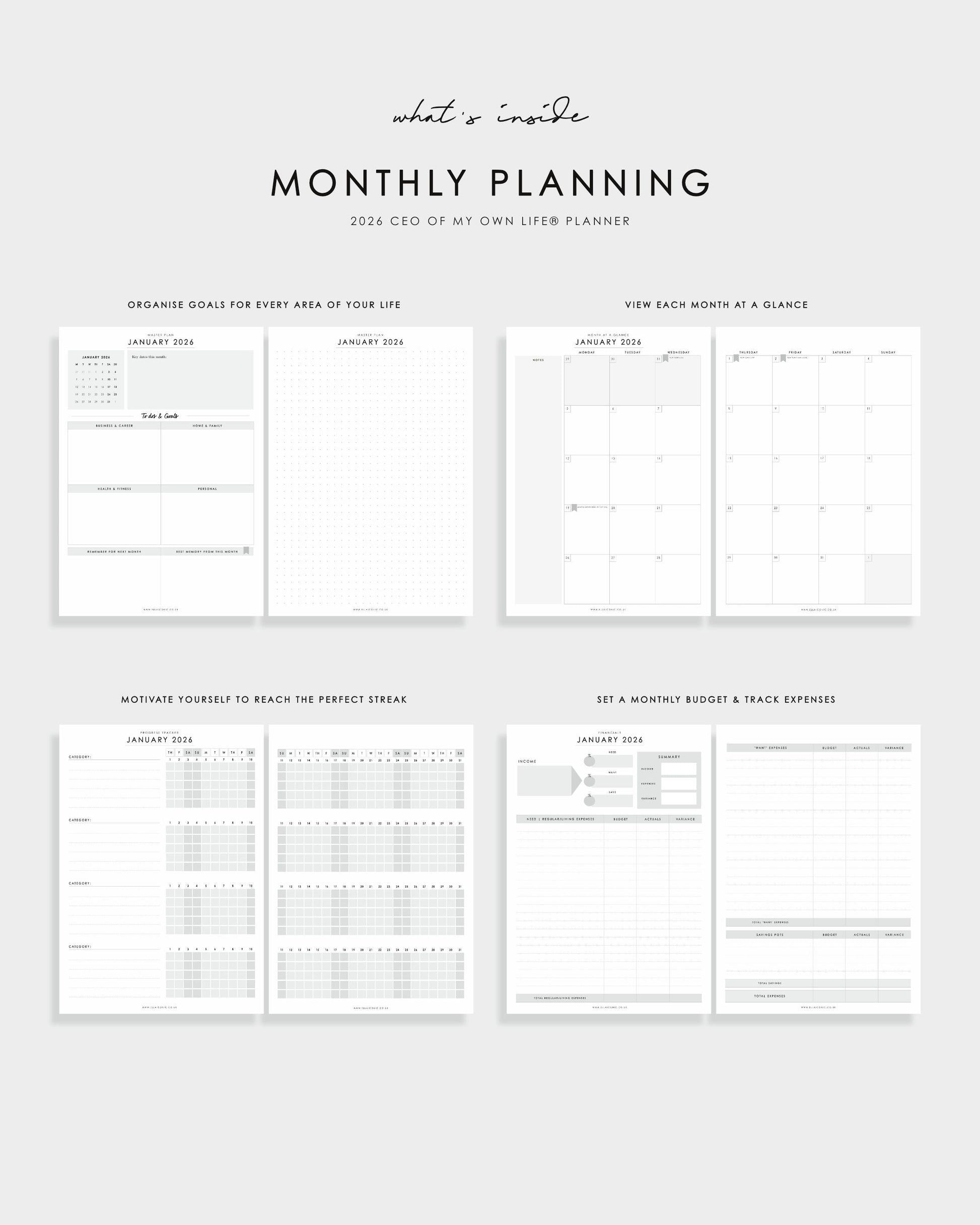 2026 Weekly Life Planner in Burgundy