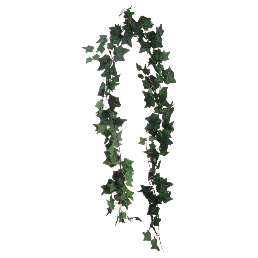 Lush artificial ivy garland with lifelike silk leaves in natural green hues, perfect for mantels and wedding decor by Sostter at brixbailey.com