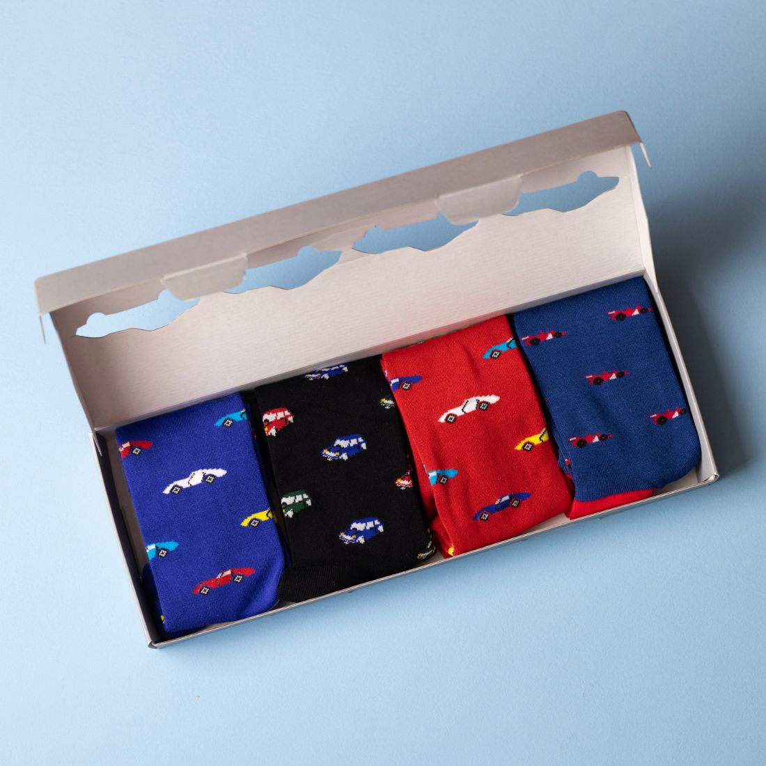 Racing Car Sock Box 4 Pairs Bamboo Socks for Men