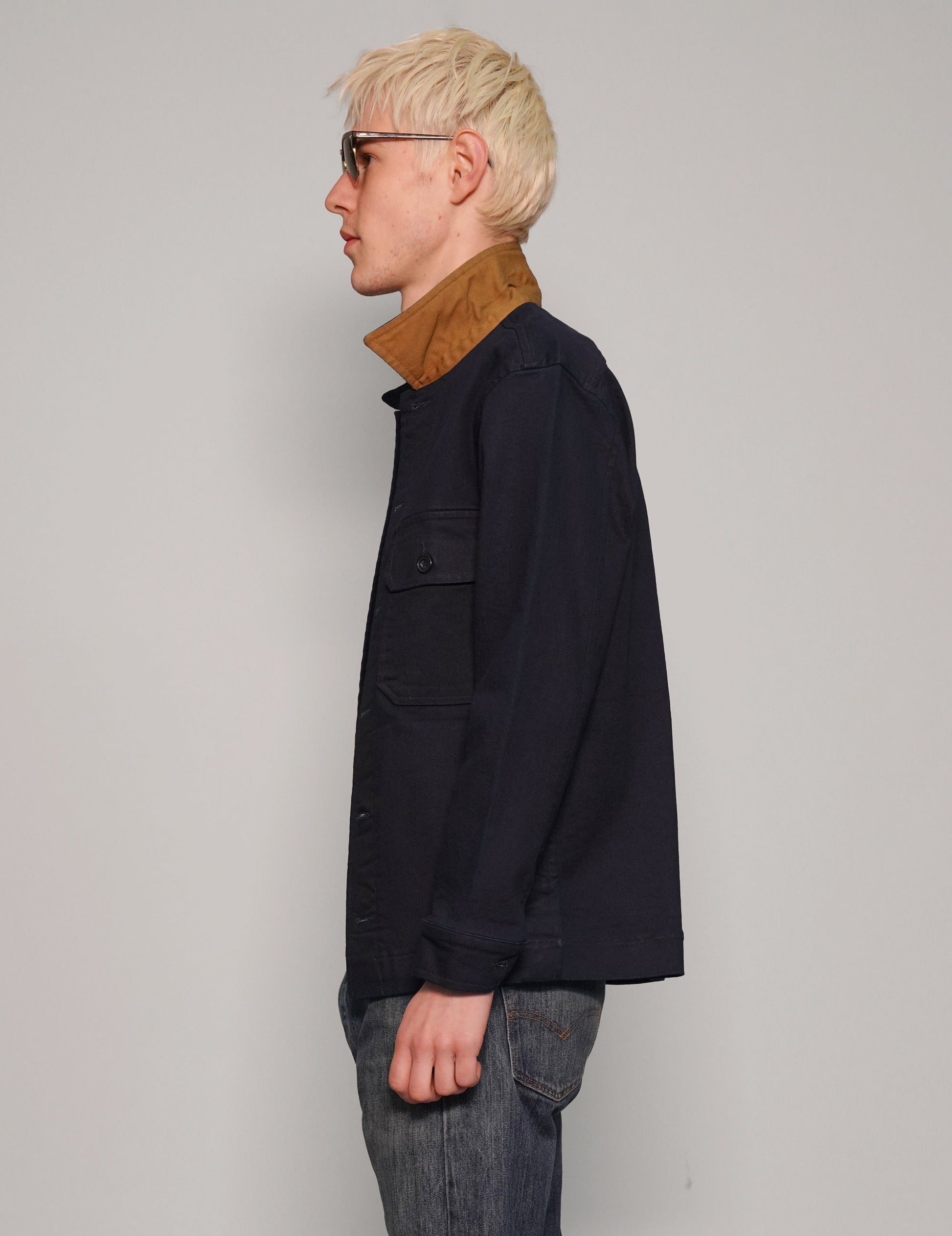 Cotton Workshirt in Navy Blue