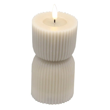 Handcrafted stone-textured LED candle, 24cm tall, natural tone, flame-free ambiance for home decor. by Hill Interiors at brixbailey.com