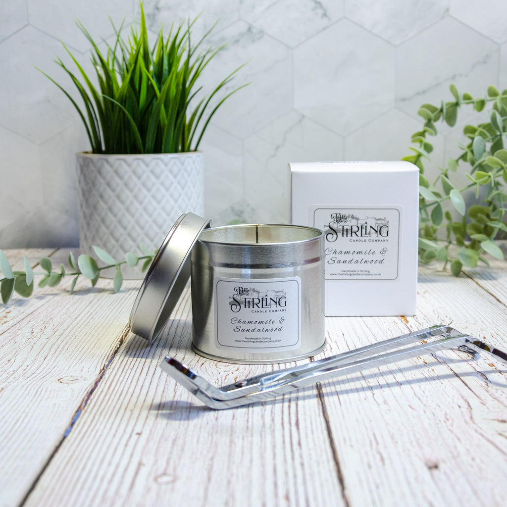 Chamomile & Sandalwood - Travel Tin Candle - Wooden Wick