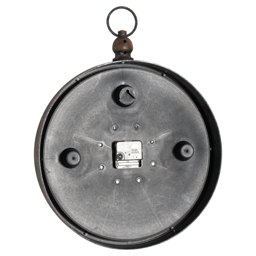 Aged bronze Hampton Grand wall clock with white dial and oversized Arabic numerals, industrial-chic statement piece (124 chars) by Sostter at brixbailey.com