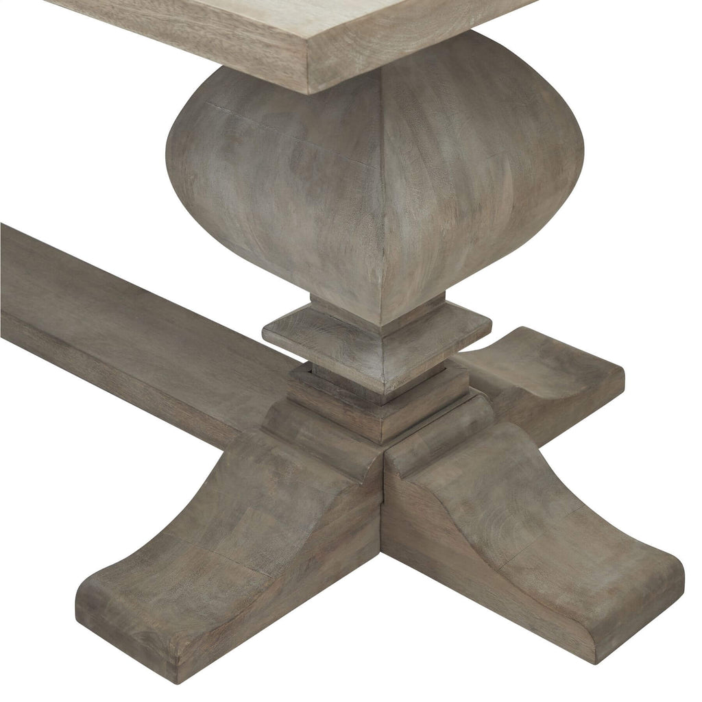 French-inspired hardwood dining table with bleached finish and black iron accents, 200cm long by Sostter at brixbailey.com