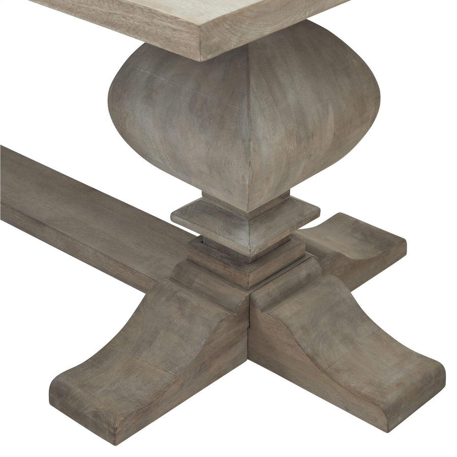 French-inspired hardwood dining table with bleached finish and black iron accents, 200cm long by Sostter at brixbailey.com