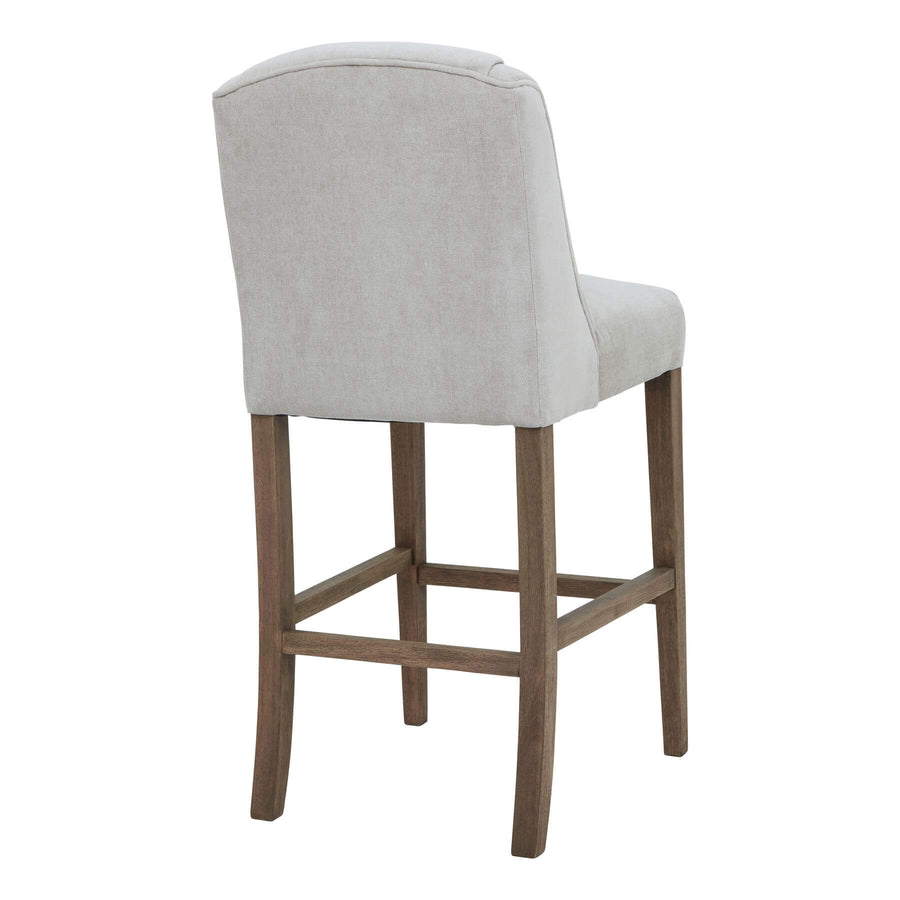 Compton grey barstool with woven fabric upholstery and solid rubberwood frame, modern kitchen seating by Sostter at brixbailey.com