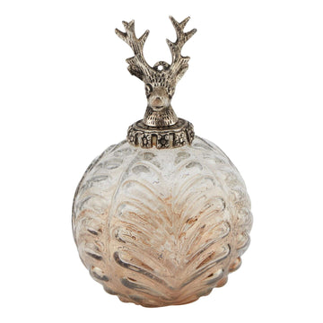 Hand-blown glass stag ornament with coffee ombre gradient, elegant holiday decor for Christmas trees by Sostter at brixbailey.com