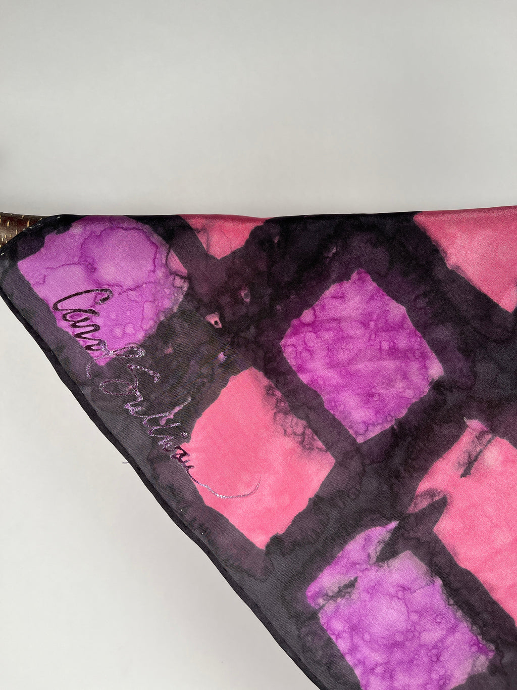 Squares on Square Shibori" - Hand-dyed Silk Scarf - $75