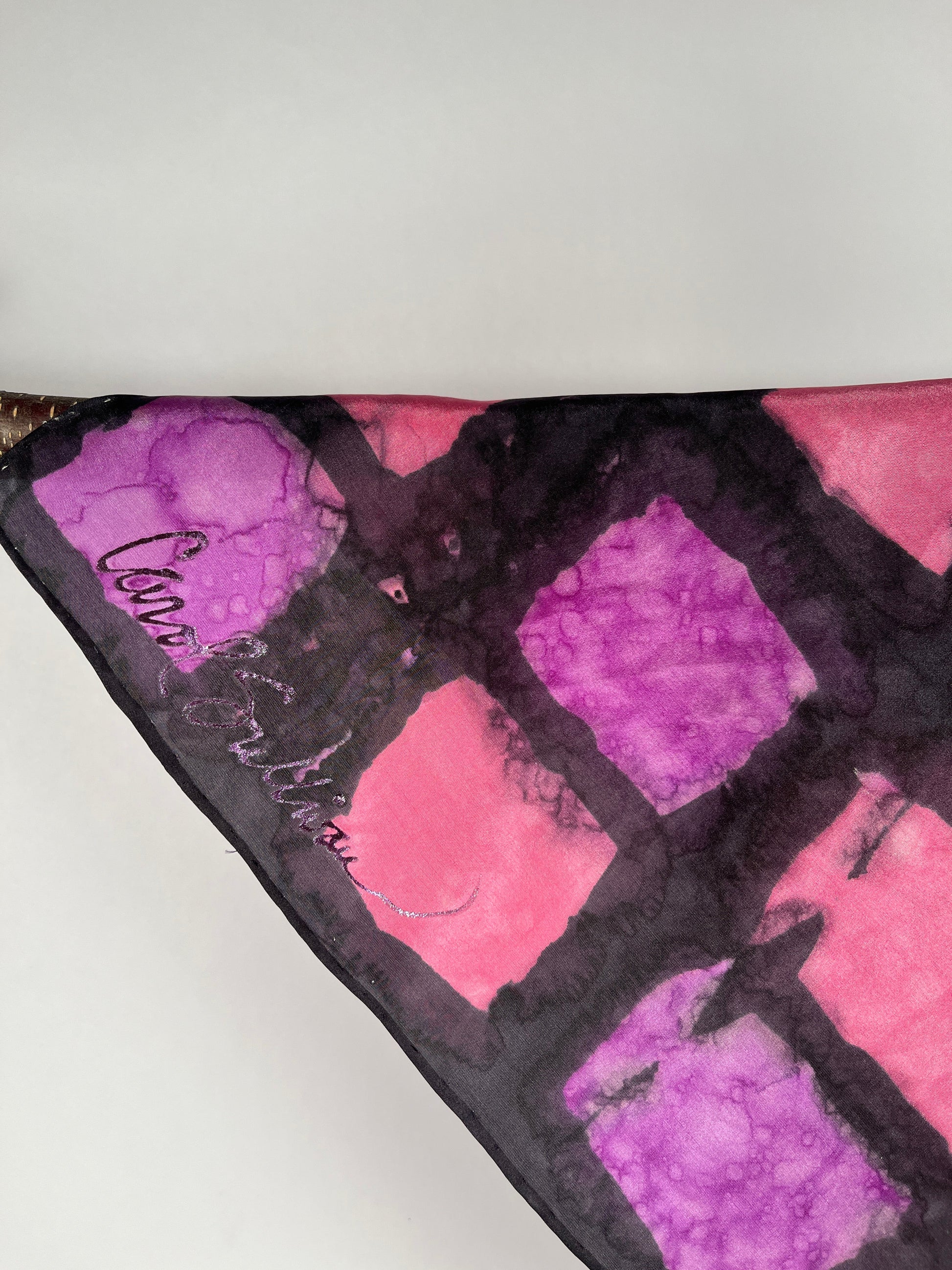 Squares on Square Shibori" - Hand-dyed Silk Scarf - $75