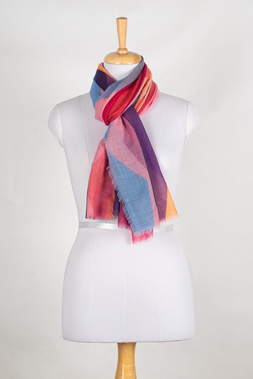Abstract Peaks Merino Wool Scarf - Pink Multi