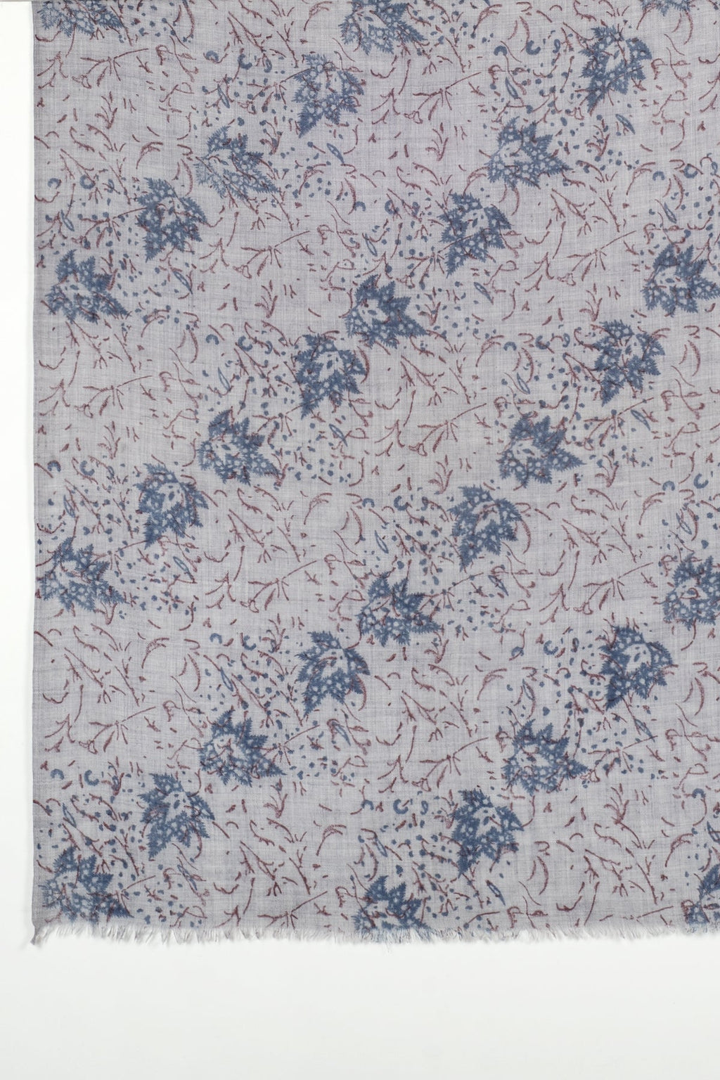 Leaves and Twigs Merino Wool Scarf - Grey