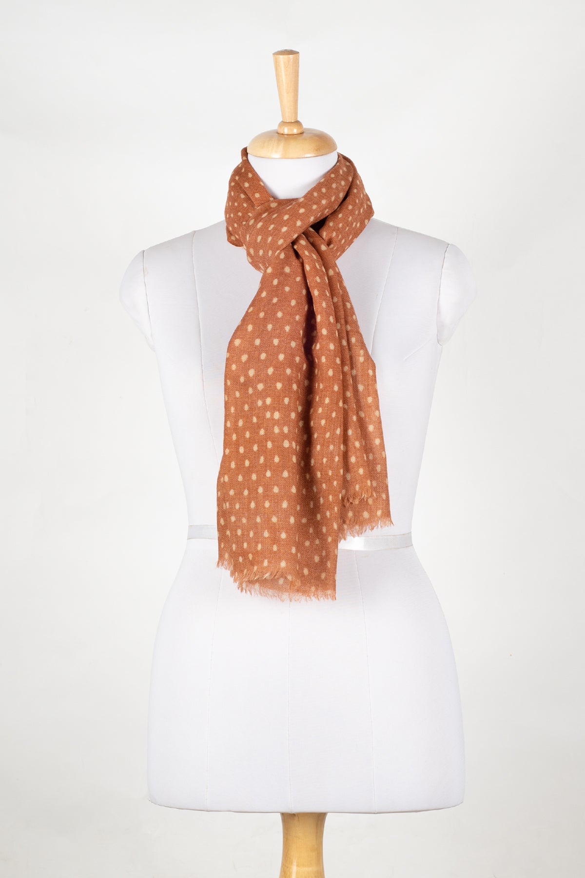 Polka Dots Illusion Merino Wool Scarf - Burnt Orange